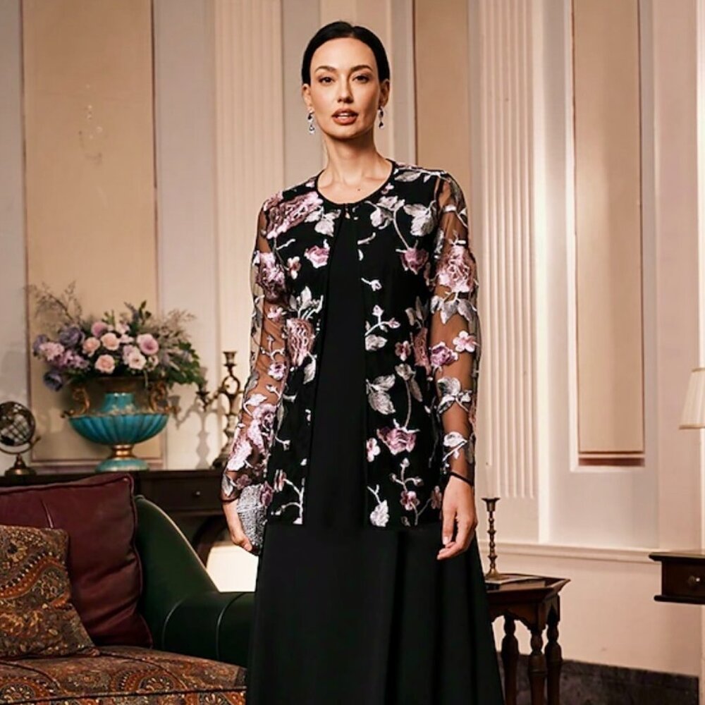 Women's Lace Embroidered Floral Open Top - XL